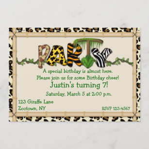 Invitations Faire Part Cartes Anniversaire Theme Zoo Zazzle Fr