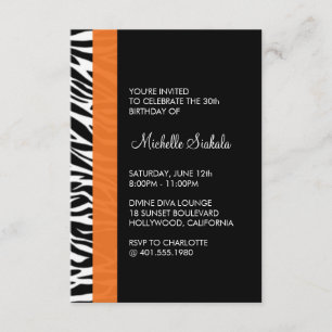 Invitation fête d'anniversaire d'impression de zèbre