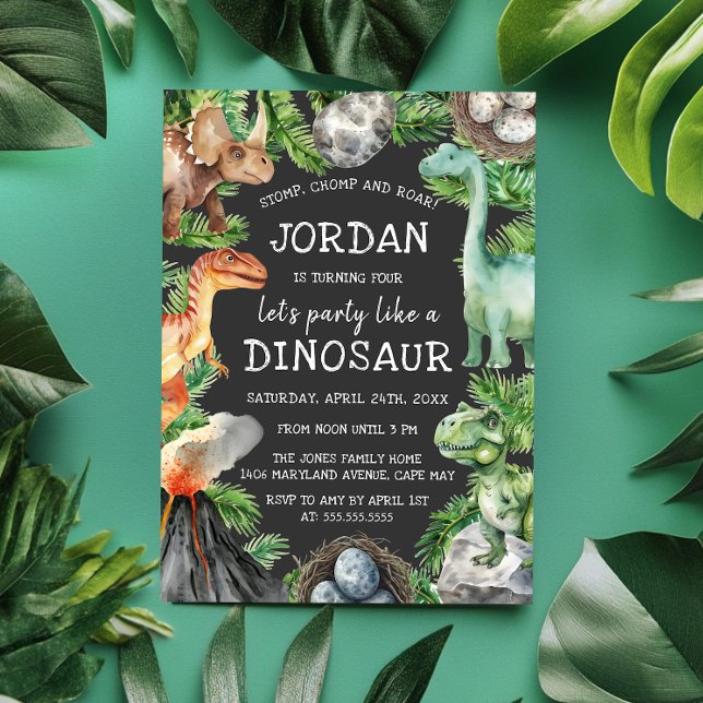 Invitation Fête d'anniversaire Dino Fun    (Créateur téléchargé)