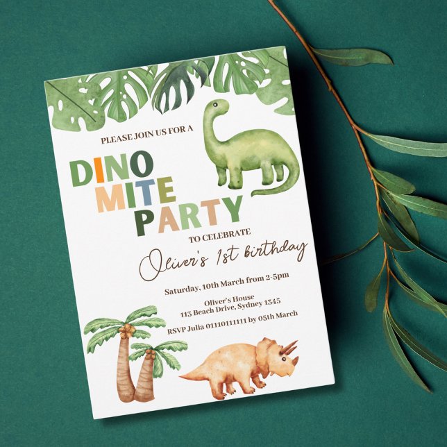 Invitation Fête d'anniversaire Dino-mite (Créateur téléchargé)