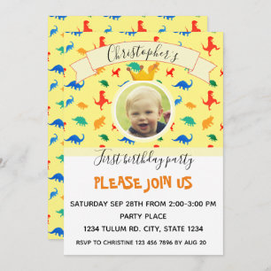 Invitation fête d'anniversaire Dinosaur bébé garçon photo