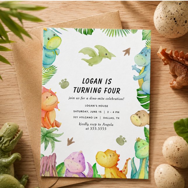 Invitation Fête d'anniversaire dinosaure | Anniversaire enfan (Dinosaur Birthday Party | Kids Birthday Invitation)