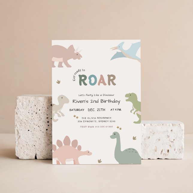 Invitation Fête d'anniversaire dinosaure Enfant Bébé 2ème Ann (Créateur téléchargé)