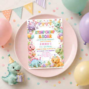 Invitation Fête d'anniversaire Dinosaure Pata Boom Et Rugisse