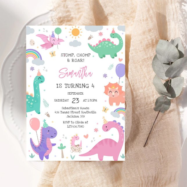 Invitation Fête d'anniversaire Dinosaure Pata Boom Roulement  (Créateur téléchargé)
