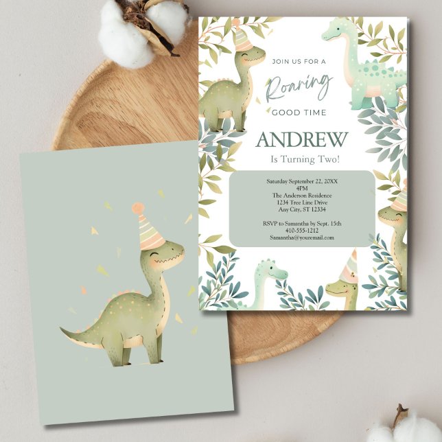 Invitation Fête d'anniversaire dinosaure pour garçons 1er 2e  (Dinosaur Boys Birthday Invitation. 1st, 2nd, 3rd, 4th Birthday.)