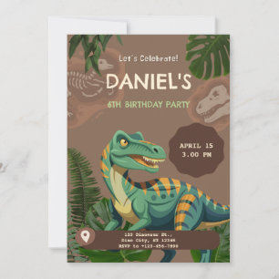 Invitation Fête d'anniversaire Dinosaure T-Rex