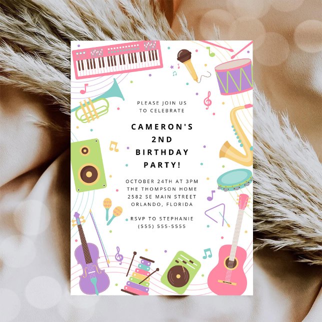 Invitation Fête d'anniversaire d'instrument de musique  (Créateur téléchargé)
