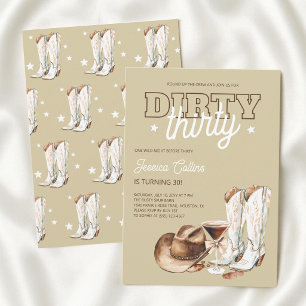 Invitation Fête d'anniversaire Dirty Thirty 30 ans à la campa