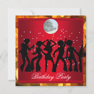 Invitation Fête d'anniversaire Disco 70 ans Rouge rétro 3