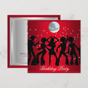 Invitation fête d'anniversaire Disco 70's Rouge