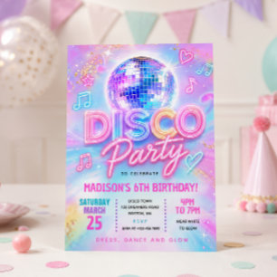 Invitation Fête d'anniversaire Disco Glow
