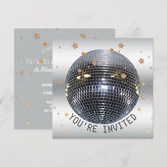 Invitation Fête d'anniversaire Disco | Just Dance Disco Ball  (Devant / Derrière)