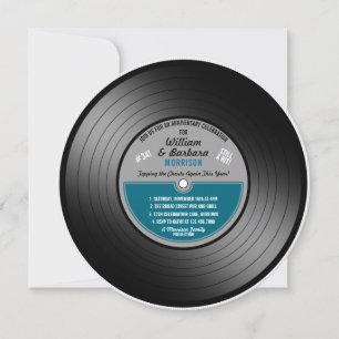 Invitation Fête d'anniversaire disque vinyle Blue Label