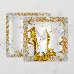 Invitation Fête d'anniversaire dorée étincelante pour les 50 