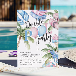 Invitation Fête d'anniversaire double piscine pour enfants ro