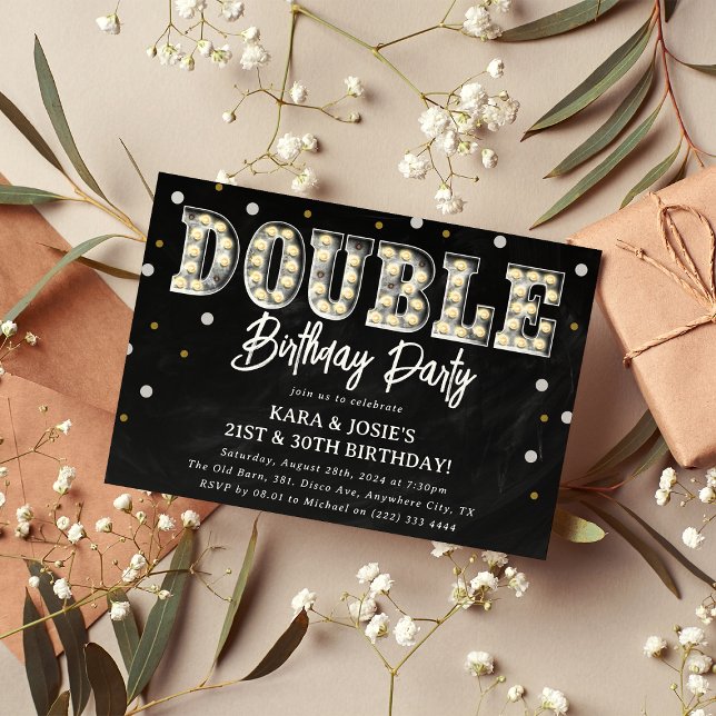 Invitation Fête d'anniversaire double rustique pour adultes (Créateur téléchargé)