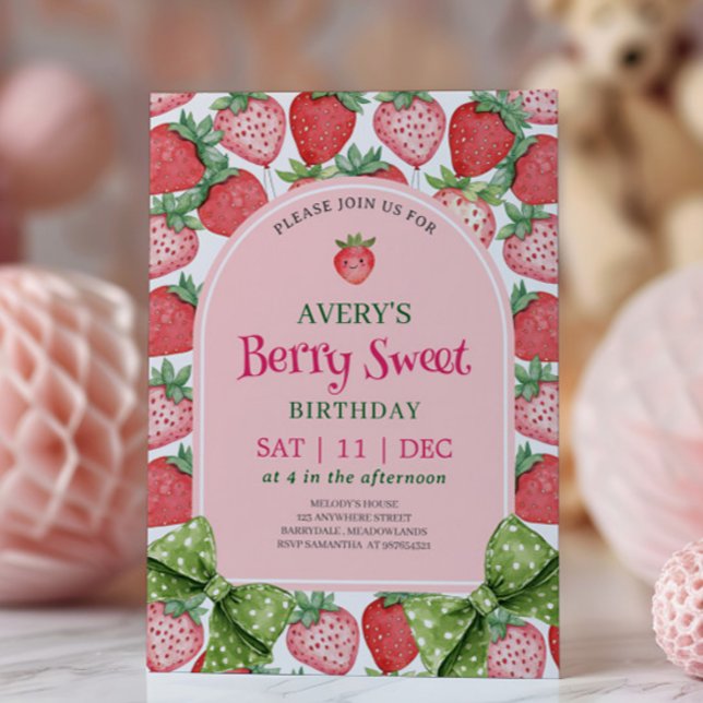 Invitation Fête d'anniversaire douce aux fruits rouges Fête d (Créateur téléchargé)