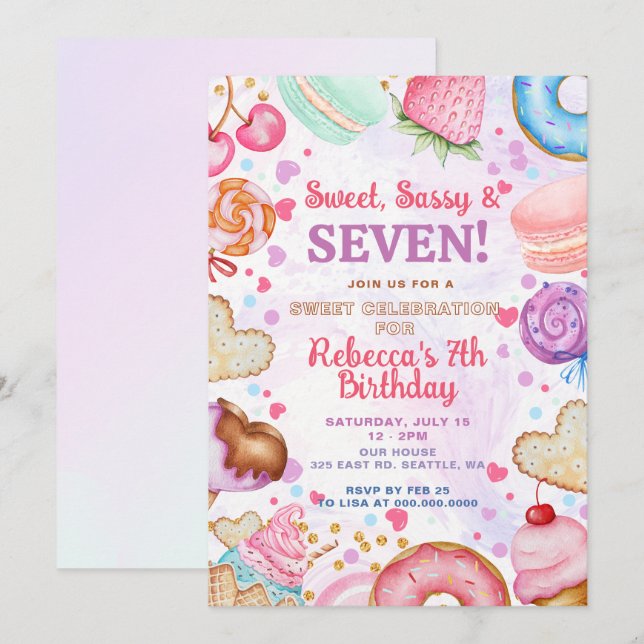 Invitation Fête d'anniversaire douce et impertinente (Devant / Derrière)