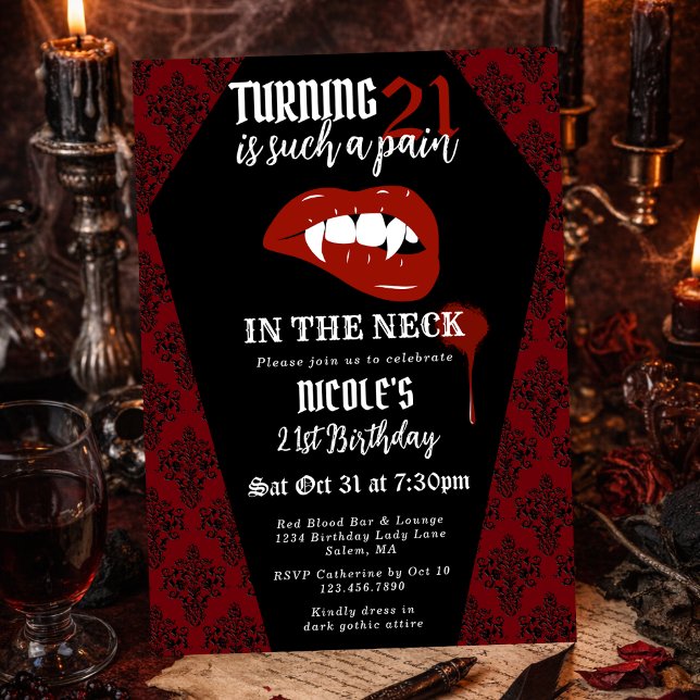 Invitation Fête d'anniversaire drôle horreur gothique vampire (Créateur téléchargé)