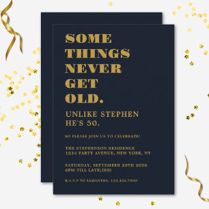 Invitation Fête d'anniversaire drôle humoristique bleu marine