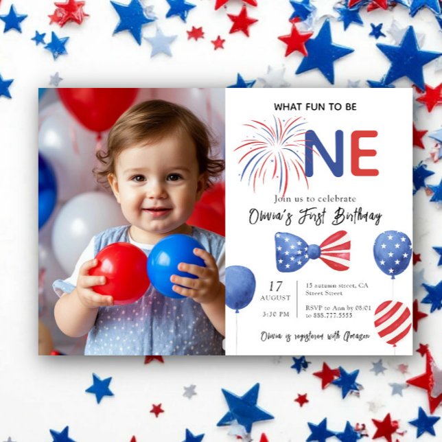 Invitation Fête d'anniversaire du 14 juillet (Créateur téléchargé)