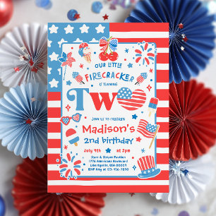 Invitation Fête d'anniversaire du 14 juillet Little Firecrack