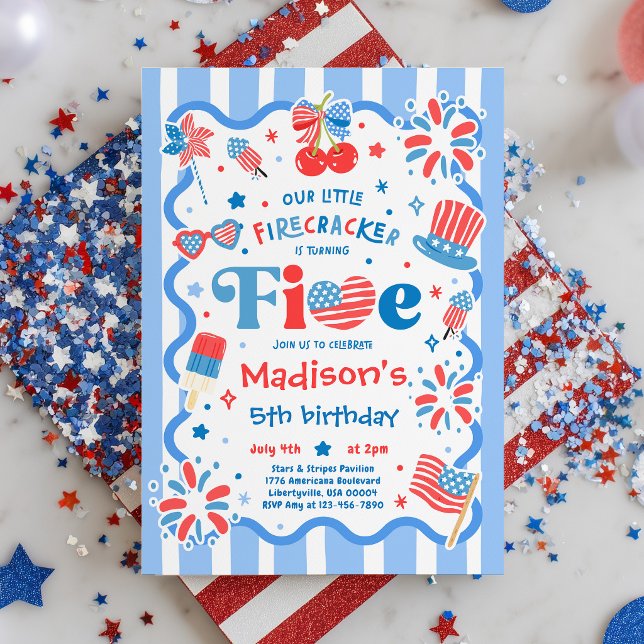 Invitation Fête d'anniversaire du 14 juillet petite pétarde 5 (Créateur téléchargé)