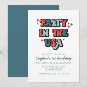 Invitation Fête d'anniversaire du 4 juillet aux États-Unis