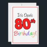 Invitation Fête d'anniversaire du 80e anniversaire de l'Opa<br><div class="desc">C'est le 80ème anniversaire de l'Opa ! Faites savoir à la famille et aux amis qu'il est temps de célébrer le quatre-vingtième anniversaire d'un grand-père allemand ! Idéal pour toute fête célébrant un grand-père allemand à 80 ans !</div>