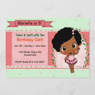 Invitation Fête d'anniversaire du ballet ou de la danse afro-