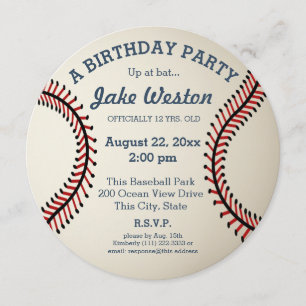 Invitation Fête d'anniversaire du baseball