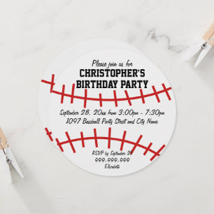 Invitation Fête d'anniversaire du baseball