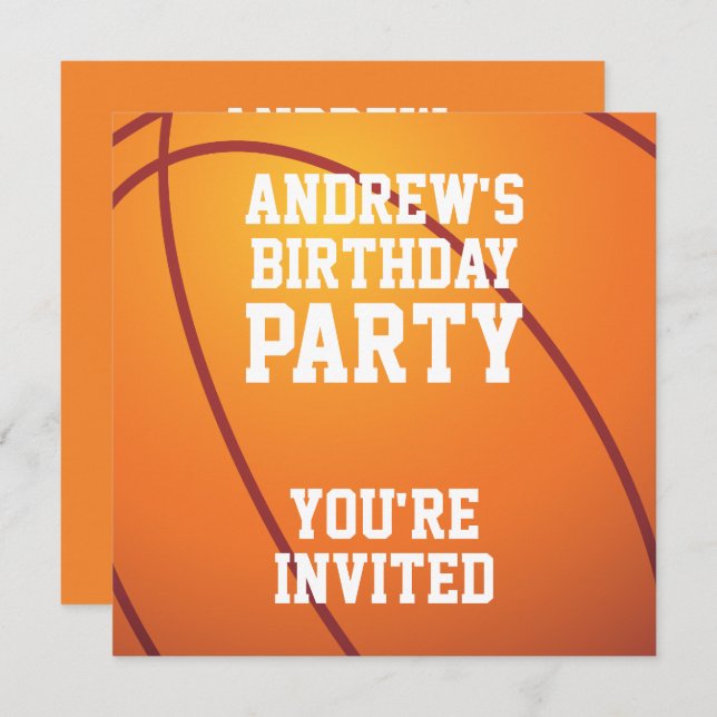 Invitation Fête d'anniversaire du basket-ball (Devant / Derrière)