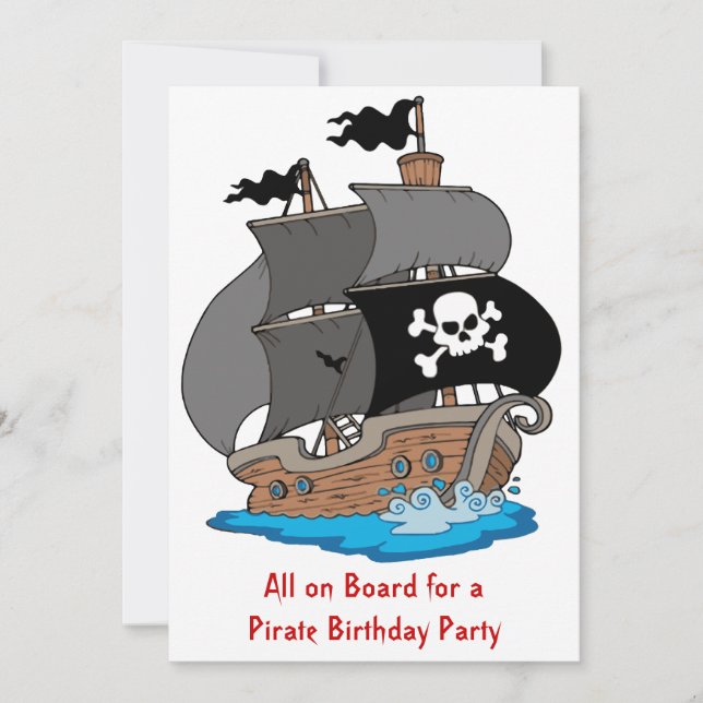 Invitation Fête d'anniversaire du bateau pirate (Devant)