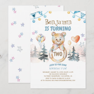 Invitation Fête d'anniversaire du bébé d'ours de nounours