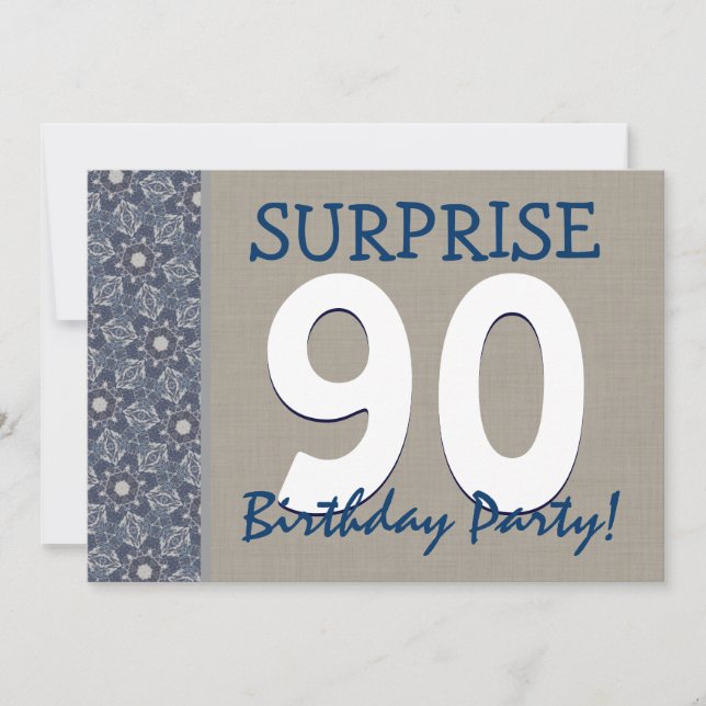 Invitation Fête d'anniversaire du Blue and Sand Modern 90th S (Devant)