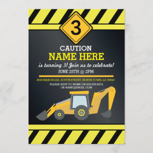 Invitation Fête d'anniversaire du camion de construction-Digg