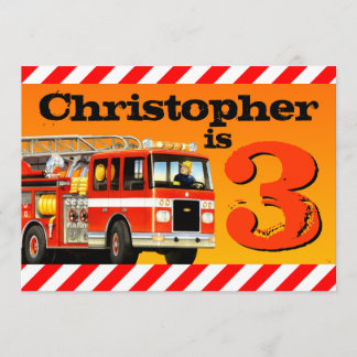 Invitation Fête d'anniversaire du camion de pompiers fait sur