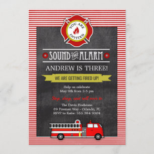 Invitation Fête d'anniversaire du camion d'incendie