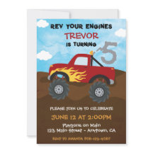 Fête d'anniversaire du camion monstre rouge 5 ans