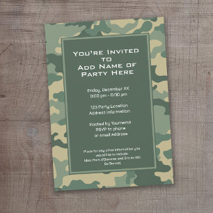 Invitation Fête d'anniversaire du Camouflage militaire