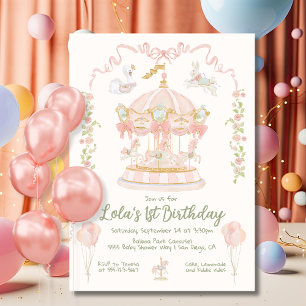 Invitation Fête d'anniversaire du carrousel Merry-go-round