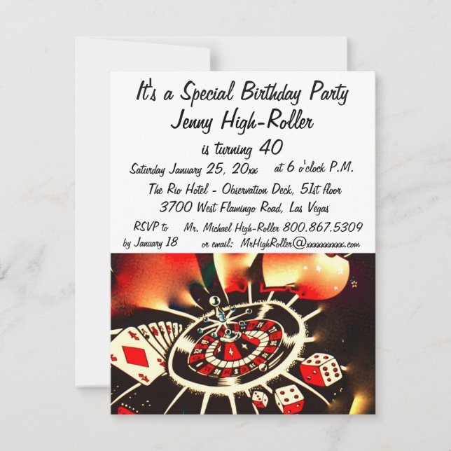 Invitation Fête d'anniversaire du casino de Las Vegas (Devant)