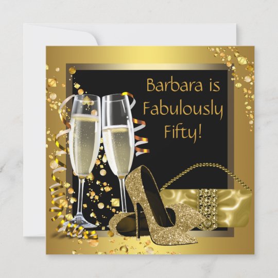 Invitation Fete D Anniversaire Du Champagne D Or Noir Zazzle Fr