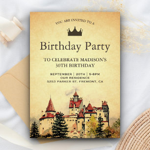Invitation Fête d'anniversaire du château de conte de fées ro