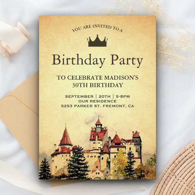 Invitation Fête d'anniversaire du château de conte de fées ro (Créateur téléchargé)