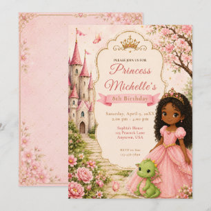Invitation Fête d'anniversaire du château de la princesse dra