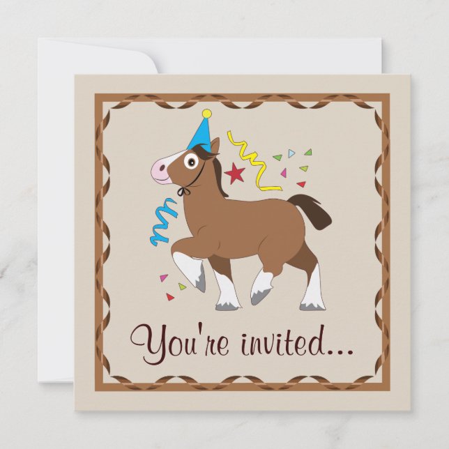 Invitation Fête d'anniversaire du Cheval de fête (Devant)