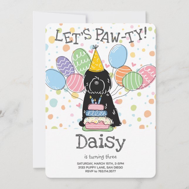 Invitation Fête d'anniversaire du chien de Terrier Tibétain n (Devant)